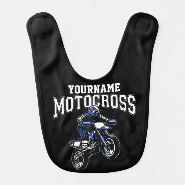 Personalized Motocross Dirt Bike Rider Racing Baby Bib (Front)