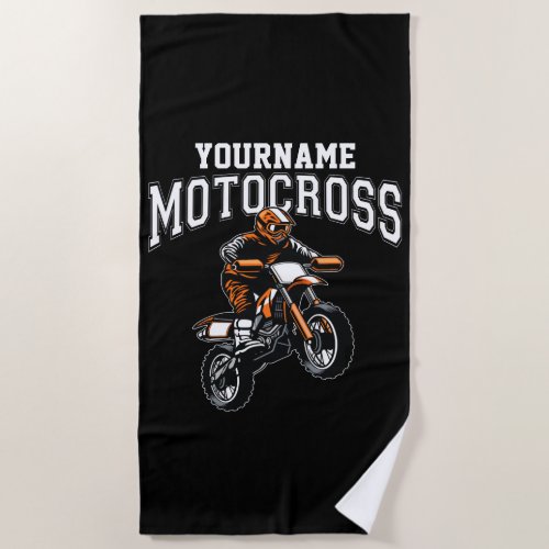 Personalized Motocross Dirt Bike Rider Racing Beach Towel