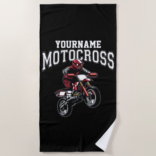 Personalized Motocross Dirt Bike Rider Racing Beach Towel