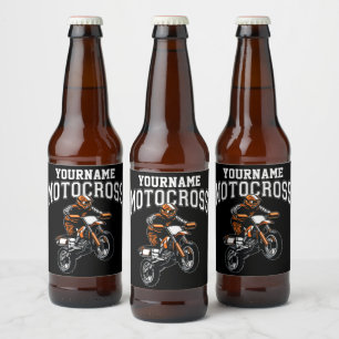 Personalized Motocross Dirt Bike Rider Racing Beer Bottle Label
