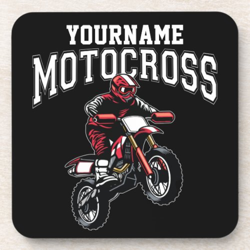 Personalized Motocross Dirt Bike Rider Racing  Beverage Coaster