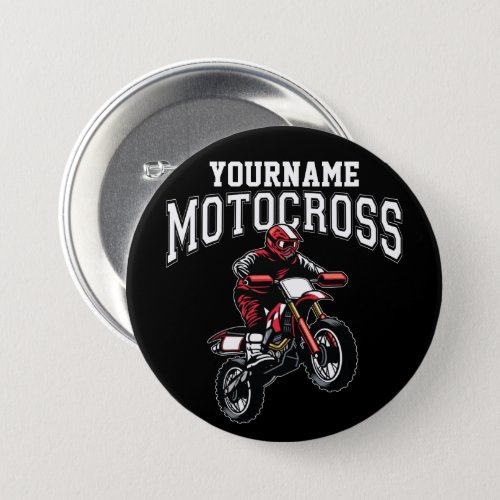 Personalized Motocross Dirt Bike Rider Racing  Button