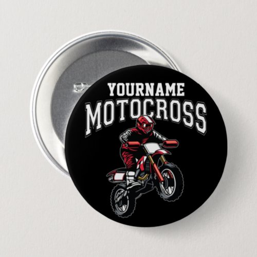 Personalized Motocross Dirt Bike Rider Racing  Button