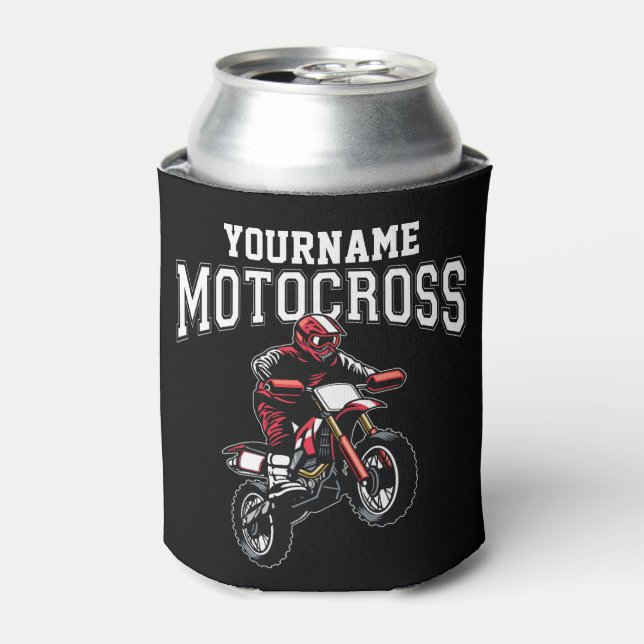 Personalized Motocross Dirt Bike Rider Racing  Can Cooler (Can Front)