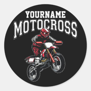 Personalized Motocross Dirt Bike Rider Racing Classic Round Sticker