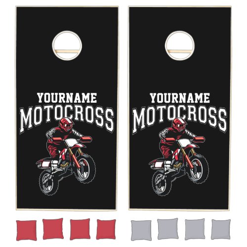 Personalized Motocross Dirt Bike Rider Racing  Cornhole Set