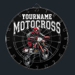 Personalized Motocross Dirt Bike Rider Racing  Dart Board<br><div class="desc">Custom NAME Dirt Bike Rider Motocross Racing Moto Racer Motorcycle Gifts - Choose Color and Customize with your Name or Custom Text!</div>
