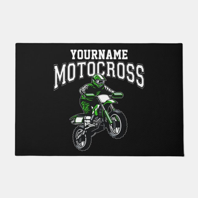 Personalized Motocross Dirt Bike Rider Racing  Doormat (Front)