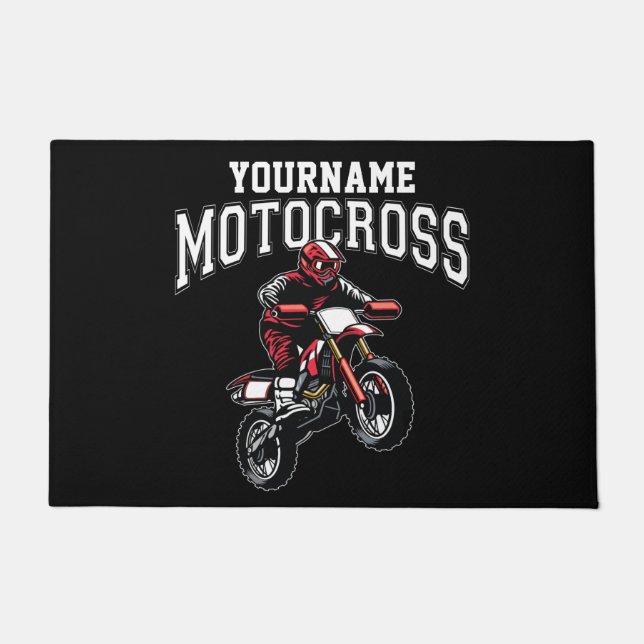 Personalized Motocross Dirt Bike Rider Racing  Doormat (Front)