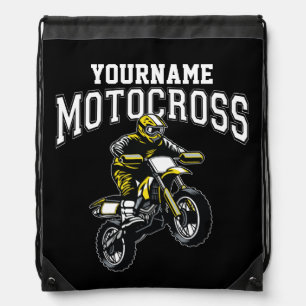 Personalized Motocross Dirt Bike Rider Racing Drawstring Bag