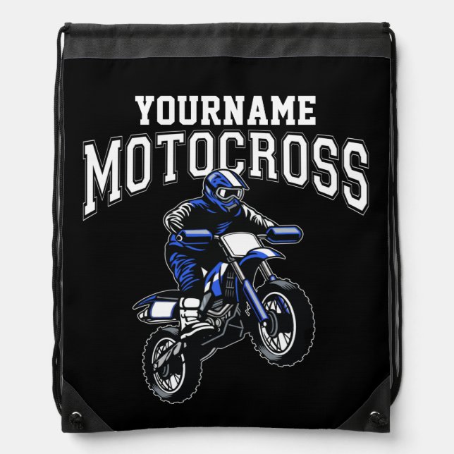 Personalized Motocross Dirt Bike Rider Racing  Drawstring Bag (Front)