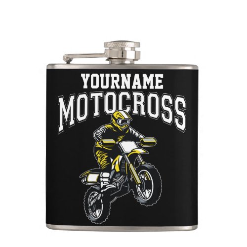 Personalized Motocross Dirt Bike Rider Racing Flask