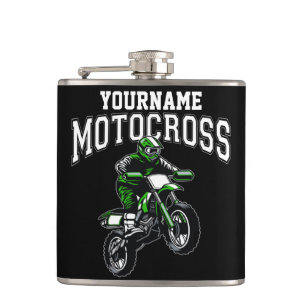 Personalized Motocross Dirt Bike Rider Racing  Flask