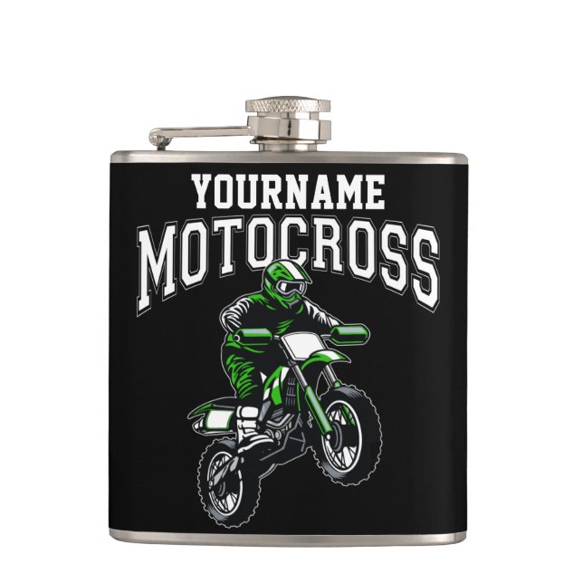 Personalized Motocross Dirt Bike Rider Racing  Flask (Front)