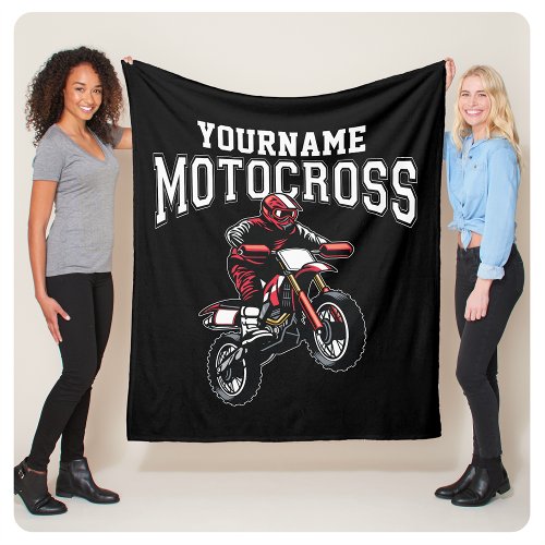 Personalized Motocross Dirt Bike Rider Racing  Fleece Blanket