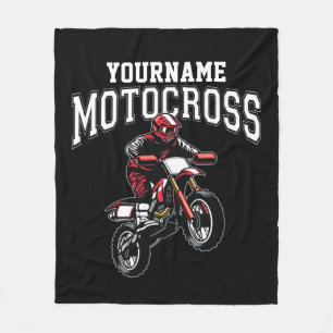 Personalized Motocross Dirt Bike Rider Racing Fleece Blanket