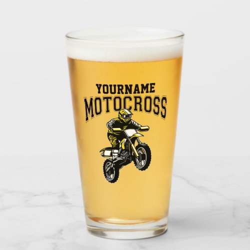 Personalized Motocross Dirt Bike Rider Racing Glass