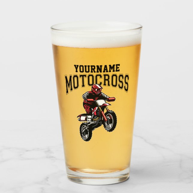 Personalized Motocross Dirt Bike Rider Racing  Glass (Front Filled)