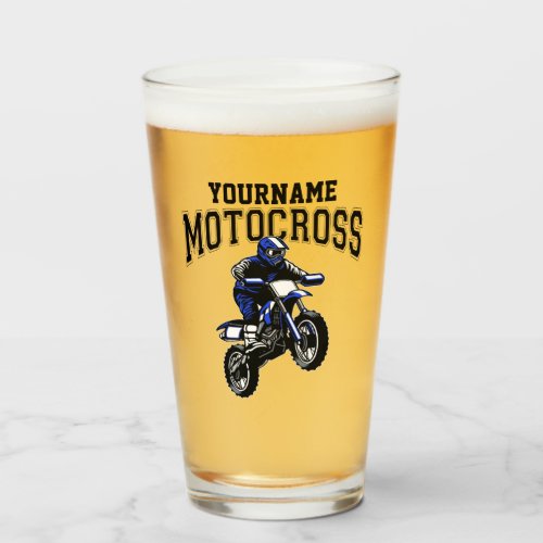 Personalized Motocross Dirt Bike Rider Racing  Glass