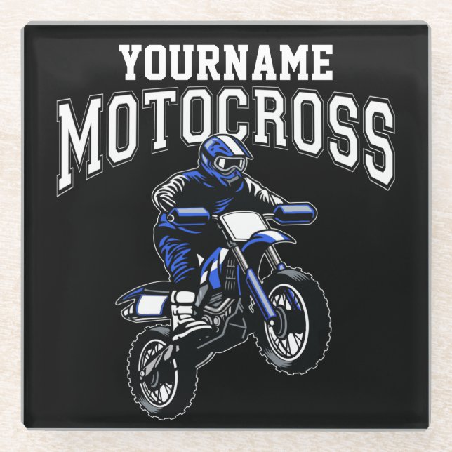Personalized Motocross Dirt Bike Rider Racing  Glass Coaster (Front)
