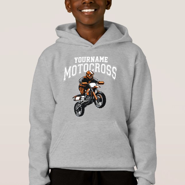 Personalized Motocross Dirt Bike Rider Racing Hoodie (Front)