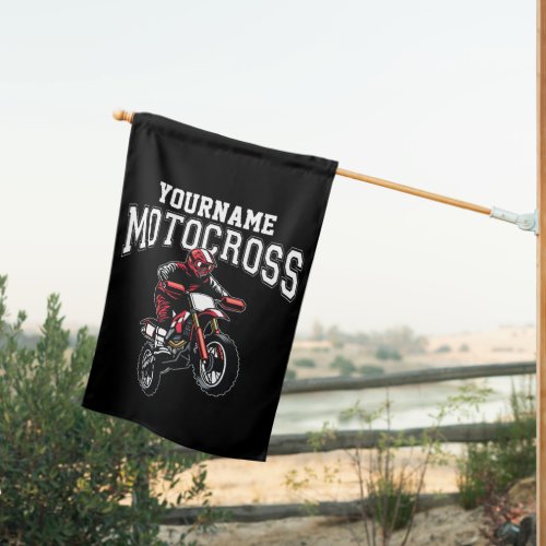 Personalized Motocross Dirt Bike Rider Racing  House Flag