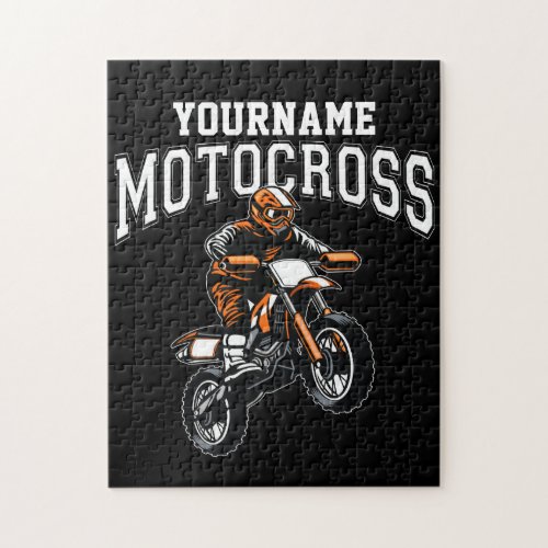Personalized Motocross Dirt Bike Rider Racing Jigsaw Puzzle
