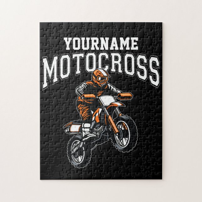 Personalized Motocross Dirt Bike Rider Racing Jigsaw Puzzle (Vertical)