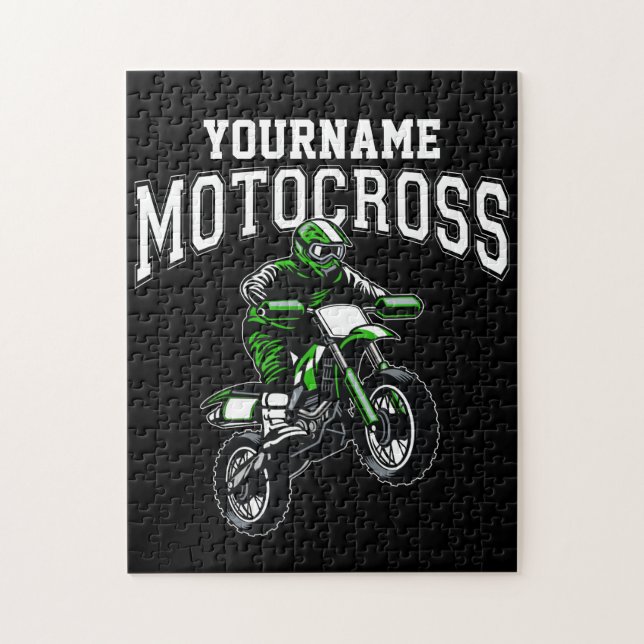 Personalized Motocross Dirt Bike Rider Racing Jigsaw Puzzle (Vertical)