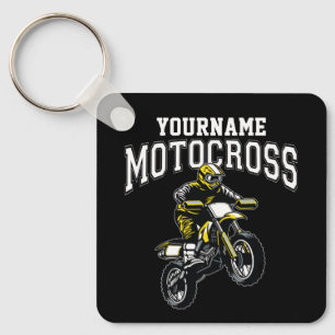 Personalized Motocross Dirt Bike Rider Racing Keychain