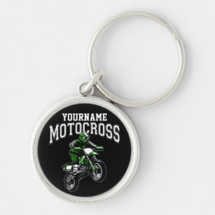 Personalized Motocross Dirt Bike Rider Racing Keychain