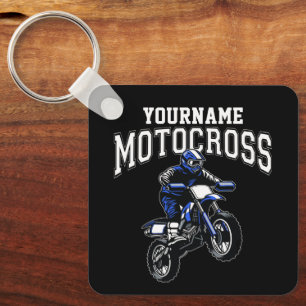Personalized Motocross Dirt Bike Rider Racing Keychain