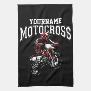 Personalized Motocross Dirt Bike Rider Racing Kitchen Towel