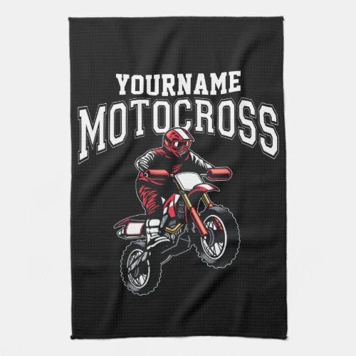 Personalized Motocross Dirt Bike Rider Racing  Kitchen Towel