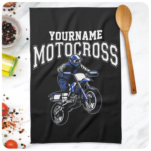 Personalized Motocross Dirt Bike Rider Racing  Kitchen Towel