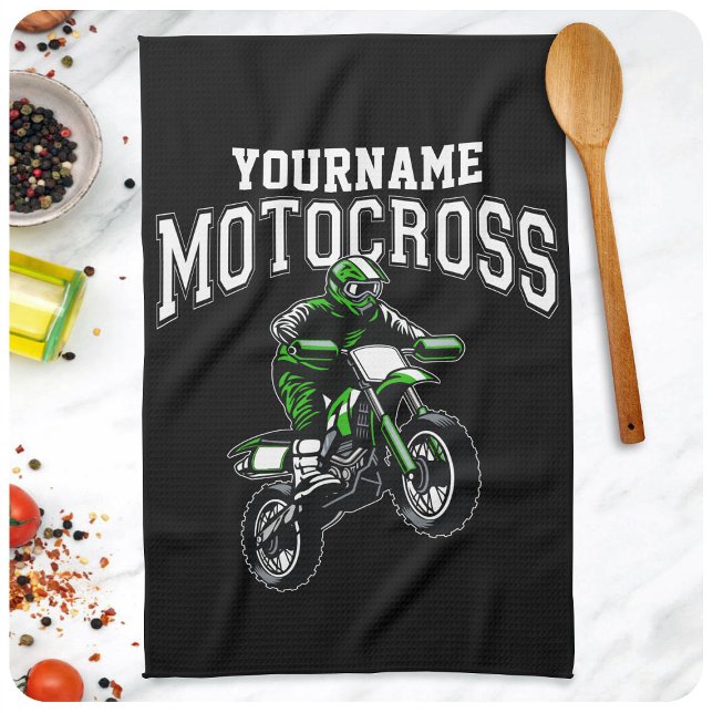 Personalized Motocross Dirt Bike Rider Racing Kitchen Towel (Creator Uploaded)