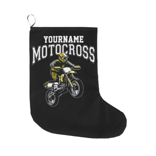 Personalized Motocross Dirt Bike Rider Racing  Large Christmas Stocking
