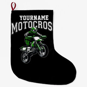 Personalized Motocross Dirt Bike Rider Racing Large Christmas Stocking