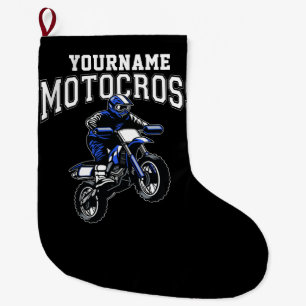 Personalized Motocross Dirt Bike Rider Racing Large Christmas Stocking