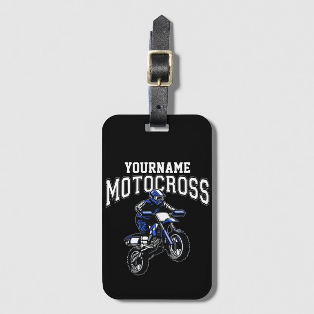 Personalized Motocross Dirt Bike Rider Racing  Luggage Tag (Front Vertical)