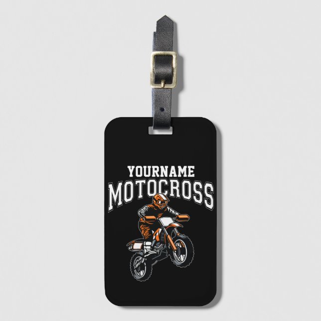 Personalized Motocross Dirt Bike Rider Racing Luggage Tag (Front Vertical)