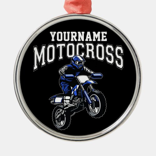 Personalized Motocross Dirt Bike Rider Racing   Metal Ornament