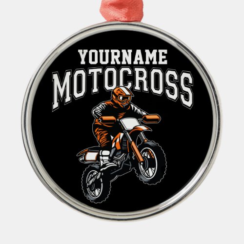 Personalized Motocross Dirt Bike Rider Racing  Metal Ornament