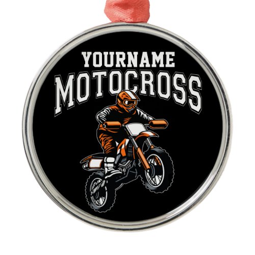 Personalized Motocross Dirt Bike Rider Racing  Metal Ornament