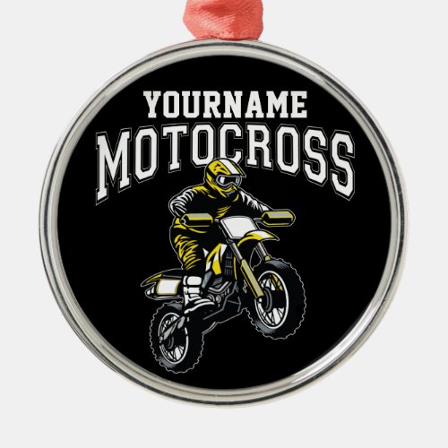 Personalized Motocross Dirt Bike Rider Racing  Metal Ornament