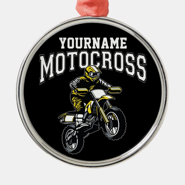 Personalized Motocross Dirt Bike Rider Racing  Metal Ornament (Front)
