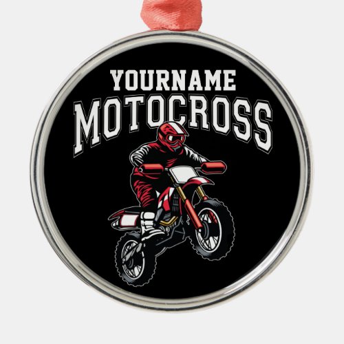 Personalized Motocross Dirt Bike Rider Racing  Metal Ornament