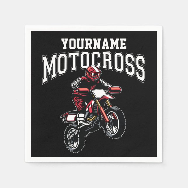 Personalized Motocross Dirt Bike Rider Racing  Napkins (Front)