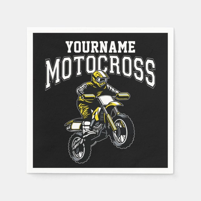 Personalized Motocross Dirt Bike Rider Racing  Napkins (Front)