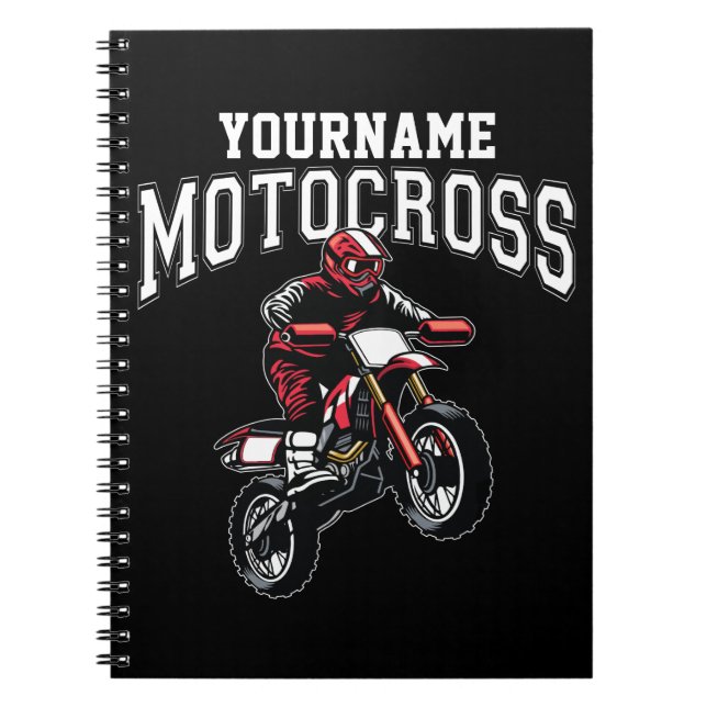 Personalized Motocross Dirt Bike Rider Racing  Notebook (Front)